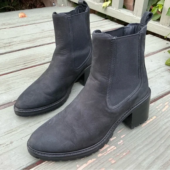Thursday Boot Co Everyday Knockout Block Heel Boots Women Black Suede Leather